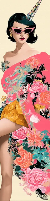 Free dragon bookmark featuring a unicorn in a pink dress costume